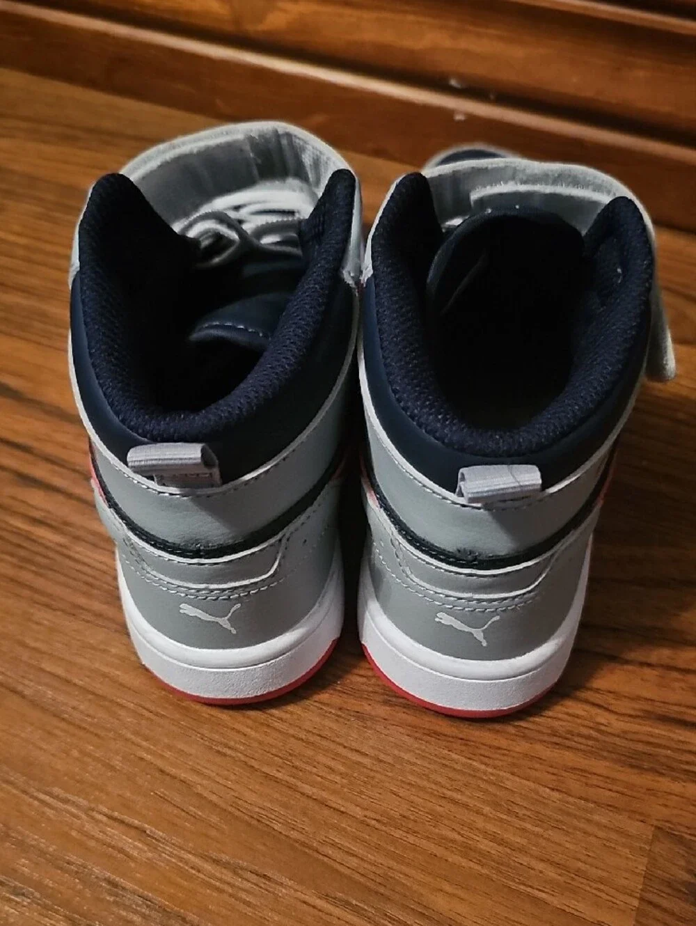 Puma Kids Navy, Gray and Pink High-Top Sneakers